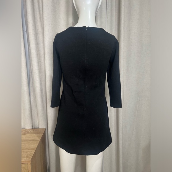 RARE Vintage Lisa Perry Black Long Sleeve Love Wool Mini Shift Dress - Picture 7 of 9